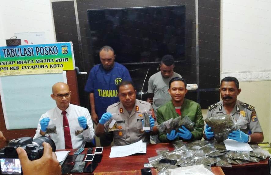 Kapolres Kota Jayapura, AKBP Gustaf R Urbinas SH Sik, saat jumpa pers di Mapolresta hari Senin (29/7/2019).