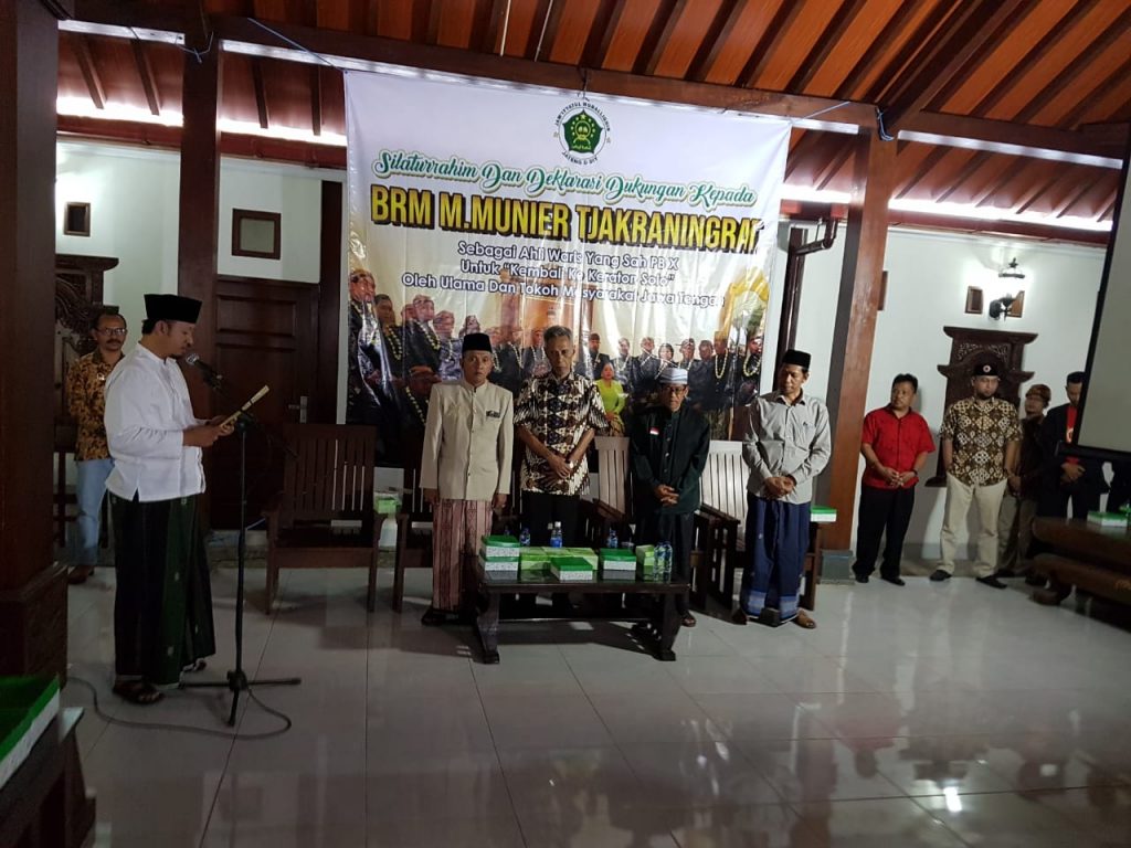 DEKLARASI DUKUNGAN ULAMA SE-JATENG KEPADA BRM M MUNIER TJAKRANINGRAT