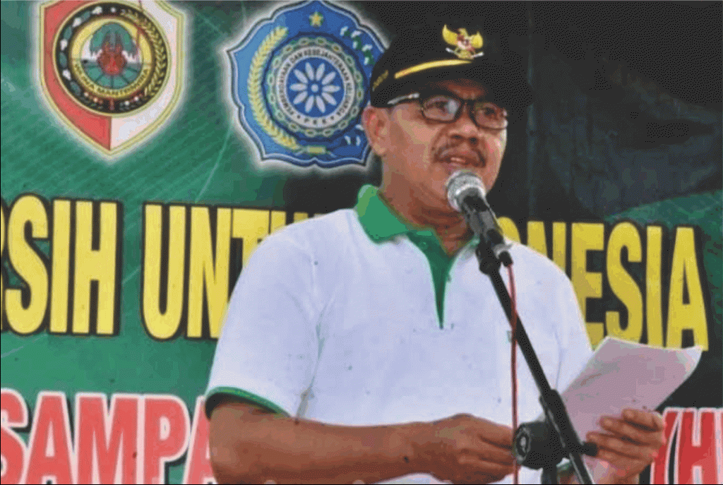 Bupati Mojokerto, Pungkasiadi, saat acara HPSN 2020 di Lembah Mbencirang Kecamatan Gondang.