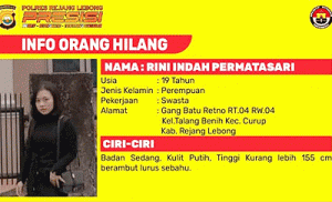 Dilaporkan Hilang, Gadis asal Talang Benih, Bengkulu