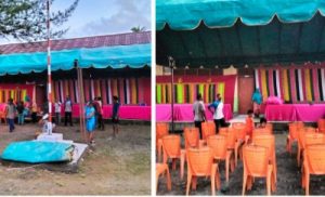 Masyarakat Blang Seubel Secara Swadaya Siapkan Tempat Vaksinasi dengan Hiasan Kain Tabir