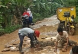 Jalan Hancur di Desa Tunas Jaya, Pemkab PALI, Sumsel Terkesan Cuek