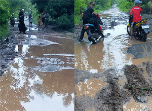 Jadi Kubangan Air, Warga Keluhkan Jalan Poros Desa Paccing, Bone