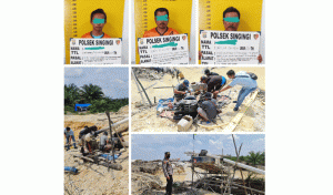 Pelaku Penambang Emas Tanpa Izin ( PETI ) Di Tangkap Aparat Polsek Singingi Polres Kuansing