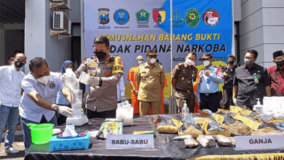 BNNK dan Polresta Malang Kota Musnahkan Barang Bukti Hasil Ungkap Kasus Januari – Maret 2022