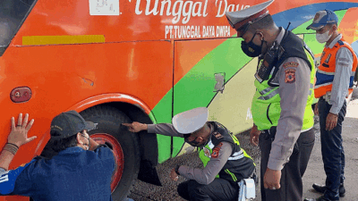 Jelang Mudik, Polres Sukabumi Kota Lakukan Rampcheck Angkutan Umum