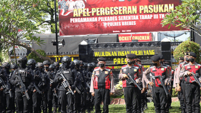 Pilkades Serentak Kabupaten Brebes, Sebanyak 180 Personel BKO Gelar Apel Serpas
