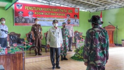 Wakil Bupati Way Kanan Tutup Karya Bhakti TNI Kodim 0427/WK