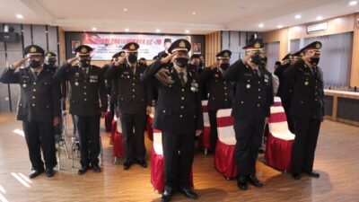 Polres Brebes Gelar Upacara Virtual Hari Bhayangkara ke 76 di Aula Tantya Sudhirajati