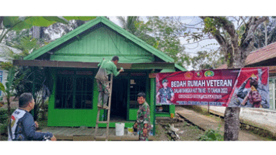 Kodim 1001/HSU-BLG Lakukan Bedah Rumah Wujud Kepedulian keepada Veteran