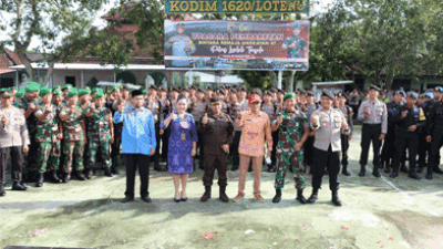 Kapolres Loteng Laksanakan Upacara Pembaretan Bintara Remaja Polri di Makodim 1620