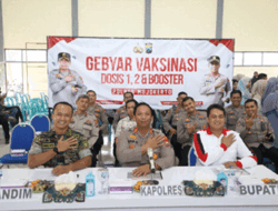 Edukasi Masyarakat Tentang Kesehatan, Polres Mojokerto Gelar Gebyar Vaksinasi Serentak Bareng Forkopimda