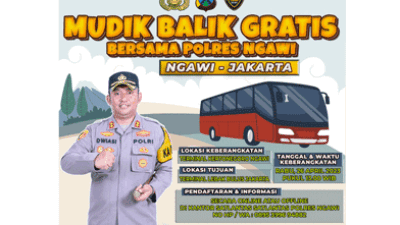 Balik Mudik Gratis Polres Ngawi, Pendaftaran Bisa Secara Online atau Offline
