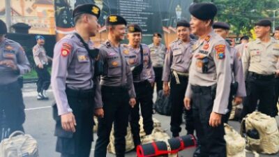 80 Personel Polresta Malang Kota Perkuat Pengamanan Pilkades Serentak di Kabupaten Bangkalan