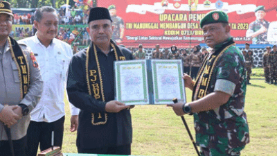 Pj Bupati Brebes Buka Program TMMD Sengkuyung Tahap I/2023, di Desa Tegong Jatisawit