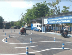 Permudah Warga Praktik SIM C, Polres Lamongan Gunakan Model Baru Lintasan Uji