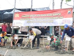 Dukung Gerakan Penanaman 10 Juta Pohon, Kapolres Brebes Pimpin Penanaman Mangrove di Pesisir Pantai