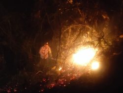 Kebakaran Lahan, Anggota Polsek Praya Barat Daya Sigap Padamkan Api