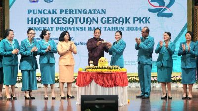 Peringatan HKG Ke-52 Tingkat Provinsi Bali 2024, TP PKK Badung Juara Harapan III Lomba Menari Tari Pendet