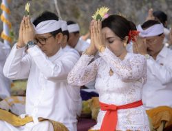 Piodalan Nyatur Lebah di Pura Lingga Bhuwana dan Pura Beji Puspem Badung, Sekaligus Launching Tari Baris Giri Bandana