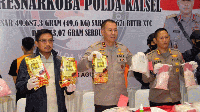 Polda Kalsel Bongkar Jaringan Internasional, Amankan 50 Kg Sabu dan 15.671 Butir XTC