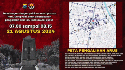 Peringatan Hari Juang Polri di Kota Surabaya, Simak Skema Rekayasa Lalu Lintas