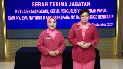 Serah Terima Jabatan Ketua Bhayangkari Daerah Papua, Nova Patrige Renwarin Siap Jalankan Tugas Baru