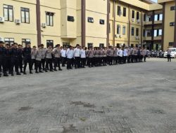 118 Personel Satgas OMP Polda Sulbar Perkuat Pengamanan Debat Publik Pertama di Polman