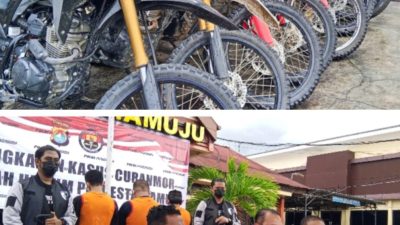 Ungkap Kasus Curanmor, Polres Mamuju Amankan 15 Sepeda Motor dan Empat Tersangka Satu Diantaranya DPO