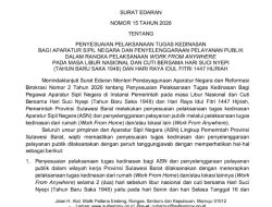 Pemprov Sulbar Terapkan WFH/WFA ASN Jelang Nyepi dan Idulfitri 1447 H