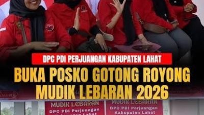 DPC PDIP Lahat Dirikan Posko Mudik Lebaran Tahun 2026 di Desa Telatang Kecamatan Merapi Barat