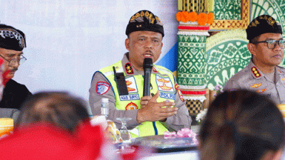 Perkuat Sinergi Jaga Keamanan Nyepi dan Arus Mudik, Korlantas Polri Gelar Polantas Menyapa di Bali