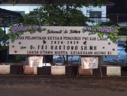 Pelantikan PWI Lahat Ratusan Karangan Bunga ada ucapan Gubernur Sumsel, Kejagung RI dan Bintang Satu Mabes Polri