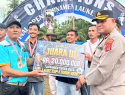 Porsib Busung Raih Juara III Lauke Cup I, Hadiah Diserahkan Langsung Kapolres Simeulue